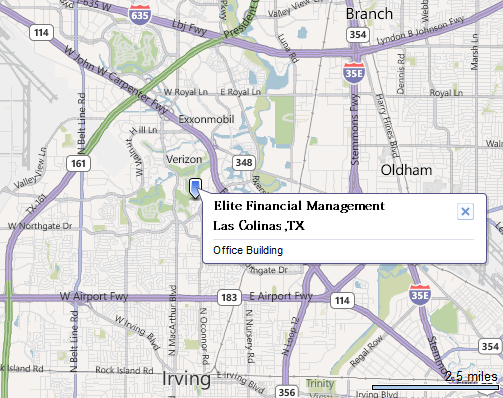 Elite Financial Management Las Colinas TX office map